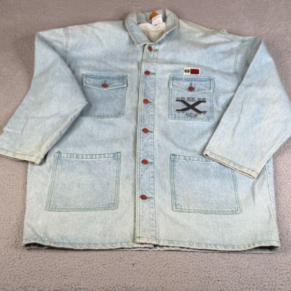 VINTAGE CROSS COLOURS Jacket Mens Size 1 Blue Denim Utility Tactical Streetwear